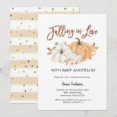 Najaar Baby shower Pumpkin Falling in Love Invitat Kaart (Voorkant / Achterkant)