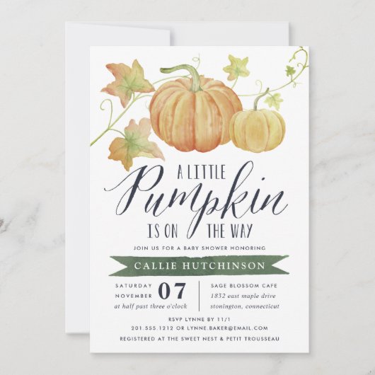 Najaar Baby shower Pumpkin Kaart (Voorkant)