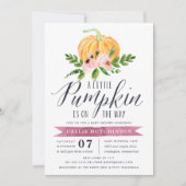 Najaar Baby shower Pumpkin Pink Floral Kaart (Voorkant)