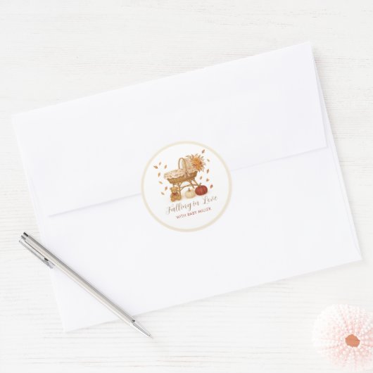 Najaar Baby shower Pumpkin Ronde Sticker (Envelop)