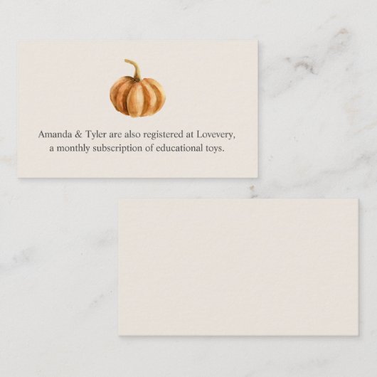 Najaar Baby shower Register Informatiekaartje (Voorkant / Achterkant)