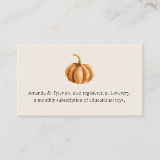 Najaar Baby shower Register Informatiekaartje (Voorkant)