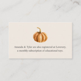 Najaar Baby shower Register Informatiekaartje