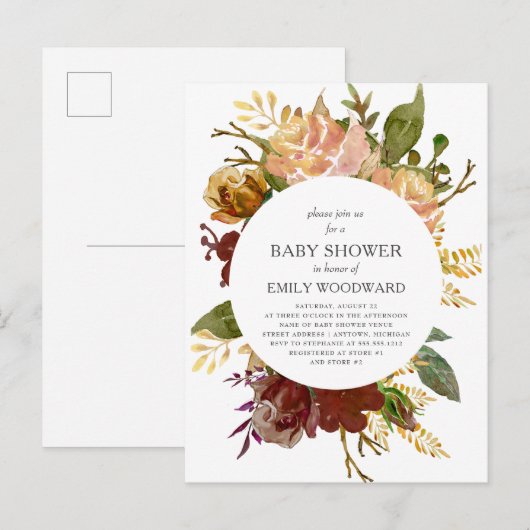 Najaar Baby shower tuinbouwcyclus Uitnodiging Briefkaart (Voorkant / Achterkant)
