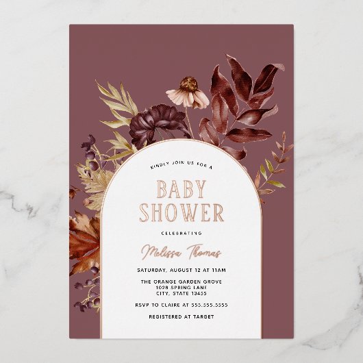 Najaar Baby shower Uitnodiging Folie (Voorkant)