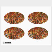 Najaar bladeren Fireworks Ovale Sticker (Vel)