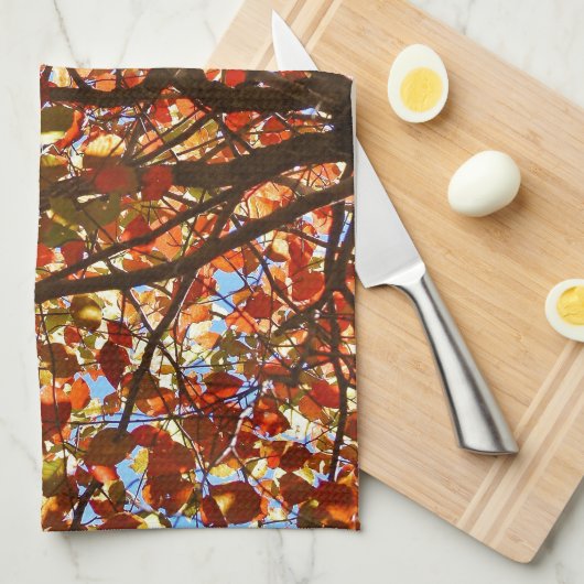 Najaar bladeren Fireworks Theedoek (Quarter Fold)