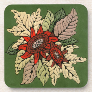 Najaar bloemen sierkunst bier onderzetter