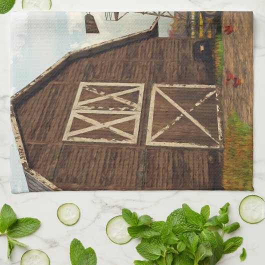 Najaar Boerderij Scene Kitchen Towel Theedoek (Gevouwen)