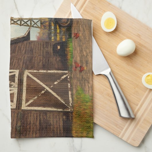 Najaar Boerderij Scene Kitchen Towel Theedoek (Quarter Fold)