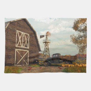 Najaar Boerderij Scene Kitchen Towel Theedoek