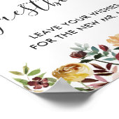 Najaar Bogundy Floral Wedding Guestbook Poster (Hoek)