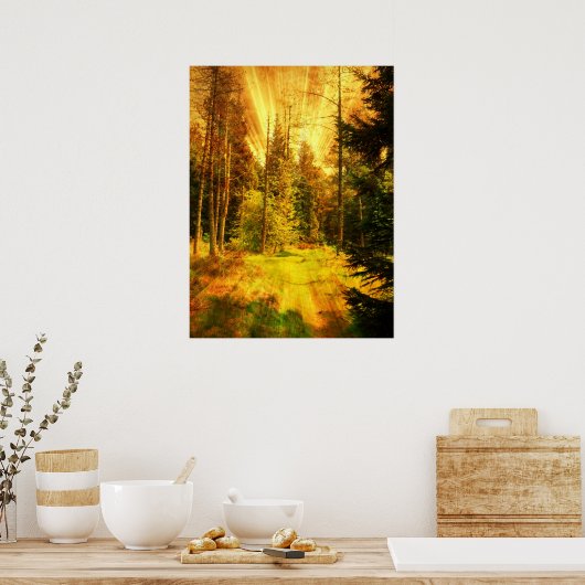 Najaar Bossen Vuur Storm. Poster (Keuken)