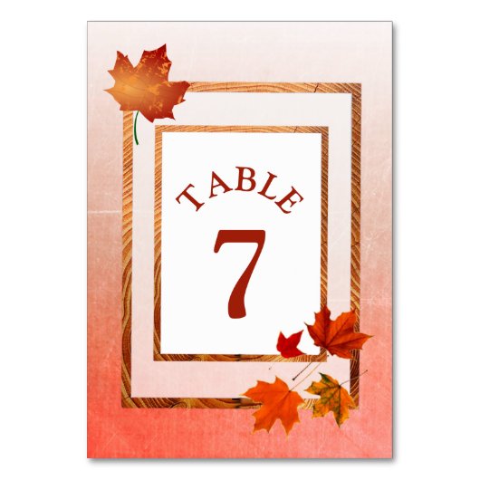 Najaar bruiloft  Herfst Tabelnummer Kaart (Achterkant)