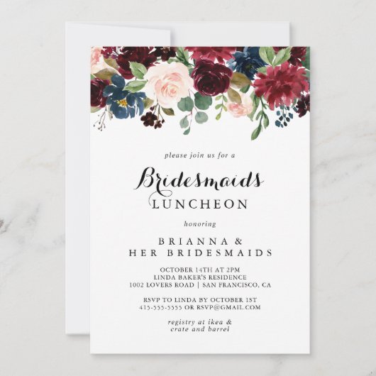 Najaar Calligrafie Bridesmaids Luncheon Shower Kaart (Voorkant)