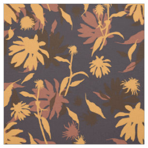 Najaar Coneflowers Floral Pattern Oranje Blue Stof