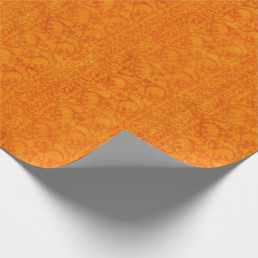 Najaar Damask Sinaasappel Cadeaupapier (Hoek)