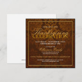 Najaar Damask Thanksgiving Dinner Invitation Kaart (Voorkant / Achterkant)