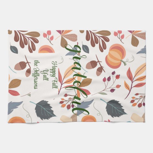 Najaar "dankbaar" Happy Herfst Y-all Theedoek (Horizontaal)