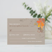 Najaar deco Floral Swirls Wedding RSVP Kaart (Staand voorkant)