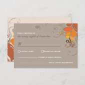 Najaar deco Floral Swirls Wedding RSVP Kaart (Voorkant / Achterkant)
