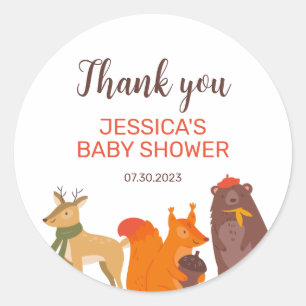 Najaar Dieren Herfst Seizoen Baby shower Ronde Sticker