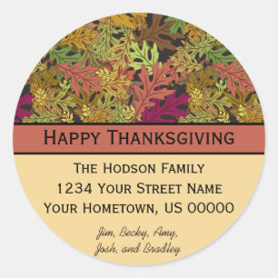 Najaar en Thanksgiving Adres Sticker