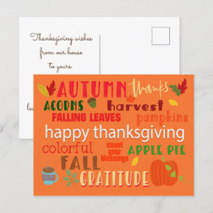 Najaar- en Thanksgiving-typografie Briefkaart