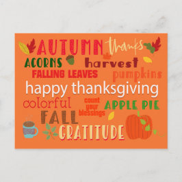 Najaar- en Thanksgiving-typografie Briefkaart