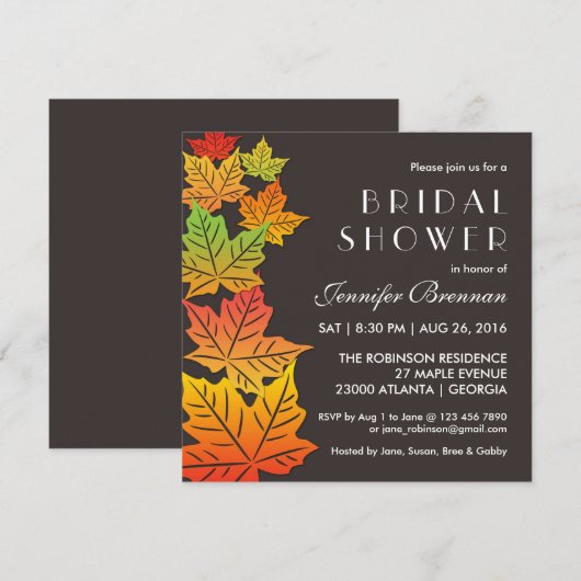 Najaar Falling Maple Leaf Wedding Gray Kaart (Voorkant / Achterkant)