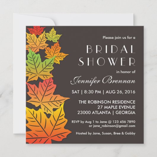 Najaar Falling Maple Leaf Wedding Gray Kaart (Voorkant)
