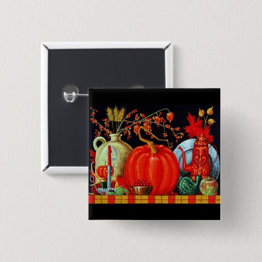Najaar Festive Table pin-back Vierkante Button 5,1 Cm (Voorkant /achterkant)