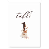 Najaar Floral 1 Bruin Rust Wedding Table Number Kaart (Voorkant)