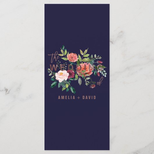 Najaar Floral Roos Gold Dinner Menu Kaart (Achterkant)