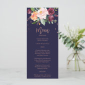 Najaar Floral Roos Gold Dinner Menu Kaart (Staand voorkant)