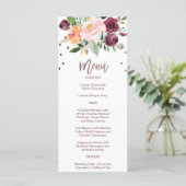 Najaar Floral Roos Gold Light Dinner Menu Kaart (Staand voorkant)