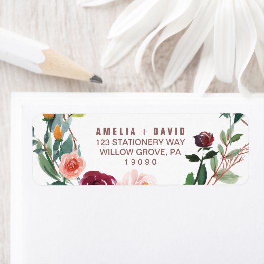 Najaar Floral Roos Gold Light Wedding Etiket (Insitu)