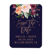 Najaar Floral Roos Gold Save the Date Magneet (Verticaal)