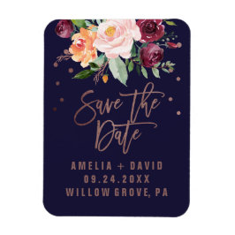 Najaar Floral Roos Gold Save the Date Magneet