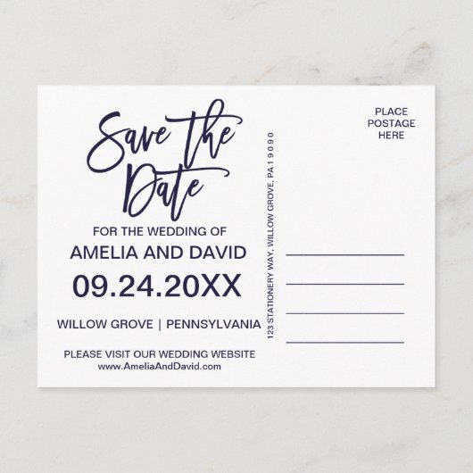 Najaar Floral Roos Gold Save the Date Photo Aankondigingskaart (Achterkant)