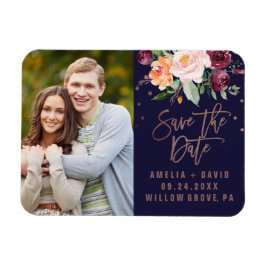 Najaar Floral Roos Gold Save the Date Photo Magneet