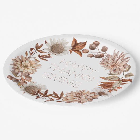 Najaar Floral Thanksgiving Borden Papieren Bordje (Gekanteld)