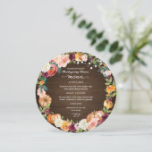 Najaar Floral Thanksgiving Dinner Circle Menu Card Kaart (Staand voorkant)