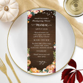Najaar Floral Thanksgiving Kaart van het menu van 