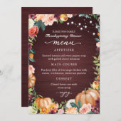 Najaar Floral Thanksgiving Kaart van het menu van  (Voorkant / Achterkant)