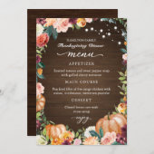 Najaar Floral Thanksgiving Kaart van het menu van  (Voorkant / Achterkant)