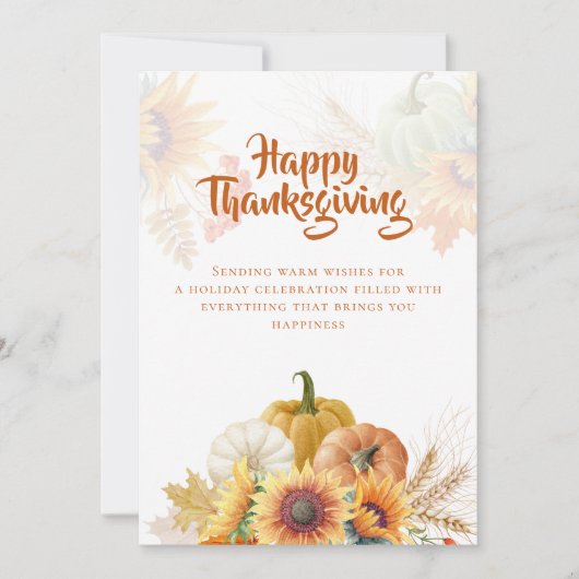 Najaar Floral Thanksgiving Wenskaart Kaart (Voorkant)