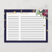 Najaar Floral Vrijgezellenfeest Recipe Kaarten (Achterkant)