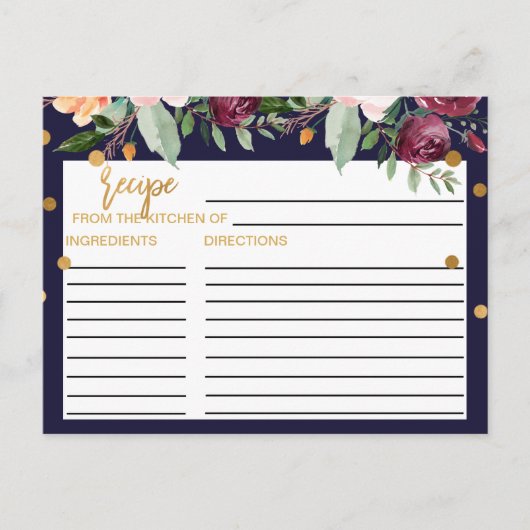 Najaar Floral Vrijgezellenfeest Recipe Kaarten (Voorkant)