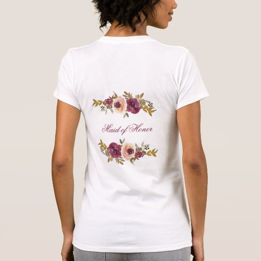 Najaar Floral Waterverf Bridesmaid T-shirt (Achterkant)